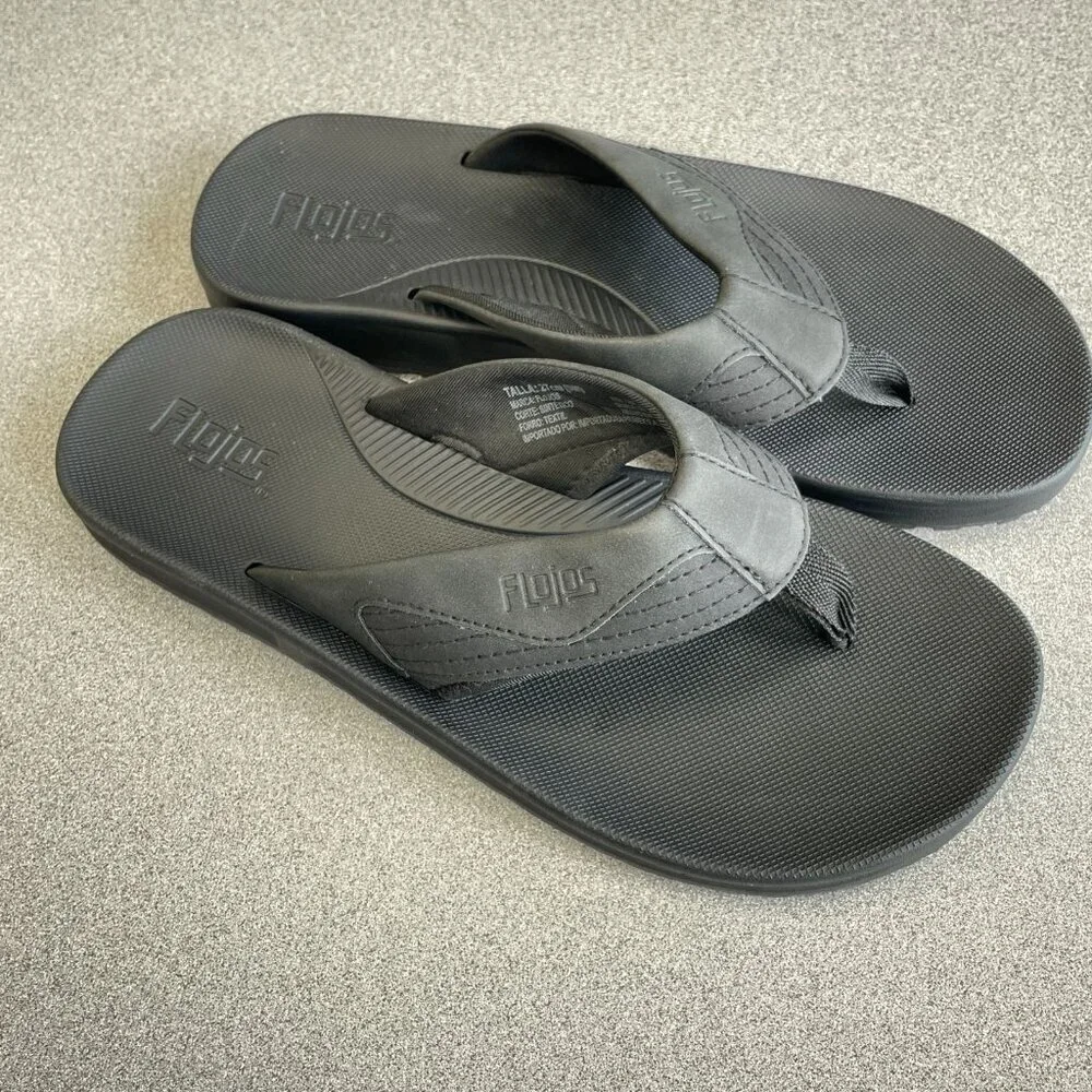 Flojos Men's Size 9M Black Flip Flops Thong Sandals